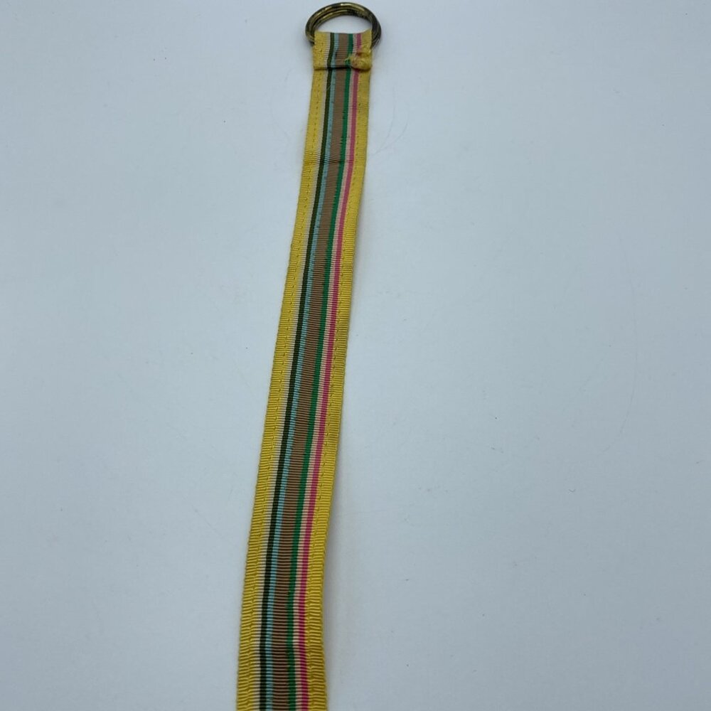 Unbranded Yellow Multicolor Striped D-Ring Belt Women's Size M End to End 31.5" - Picture 7 of 11